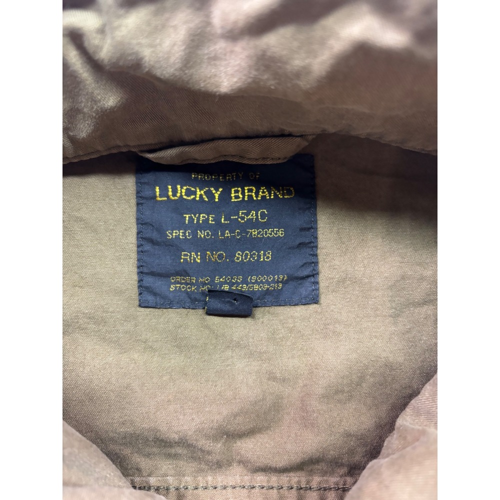 Lucky Brand Mens Utility Jacket Field Coat Tan 4 Pockets Zip Button Large - Picture 3 of 5